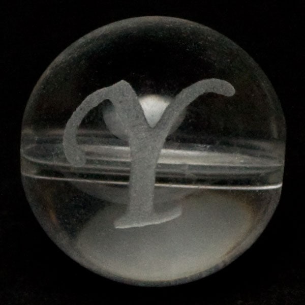 【彫刻ビーズ】水晶 12mm (素彫り) アルファベット「Y」