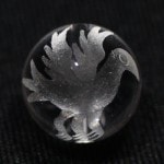 【彫刻ビーズ】水晶 12mm (素彫り) ヤタガラス