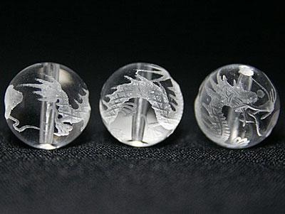 【彫刻ビーズ】水晶 12mm (素彫り) 十二支「辰」