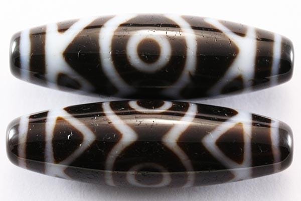 【天珠ビーズ】高級風化天珠3.8cm 金剛蓮花三眼 (茶地に白模様タイプ)