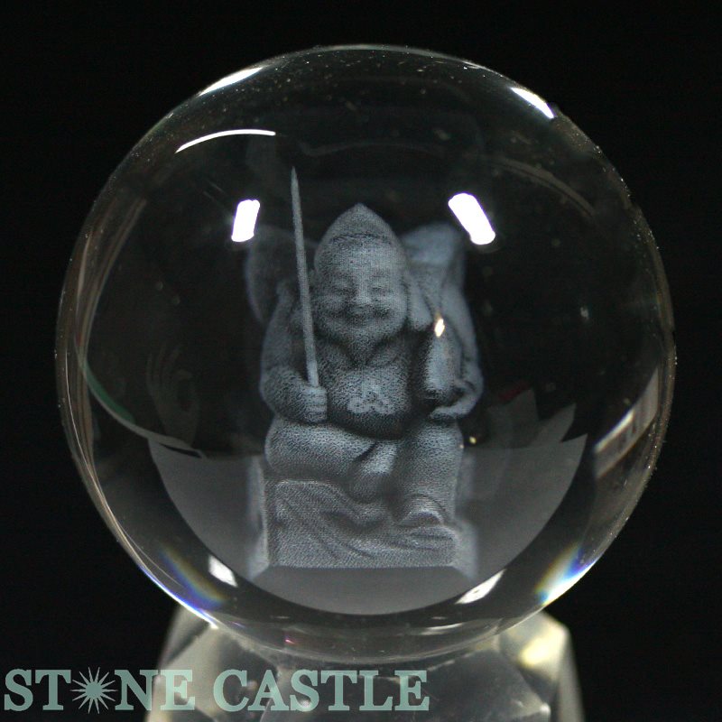 彫刻置物】丸玉 人工水晶 約50mm (レーザー彫刻) 恵比寿 | すべての