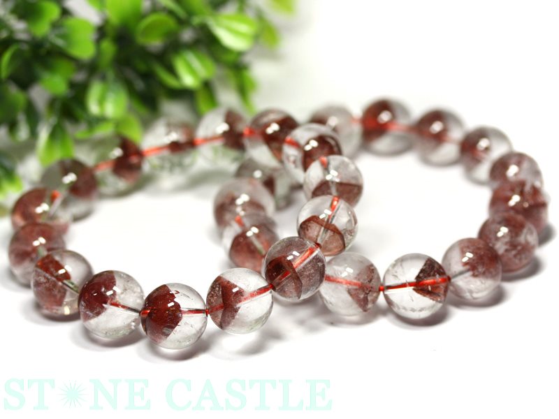 ☆高品質☆【ブレスレット】レッドファントムクォーツ (3A) (約14〜14.5mm) (ケース付)