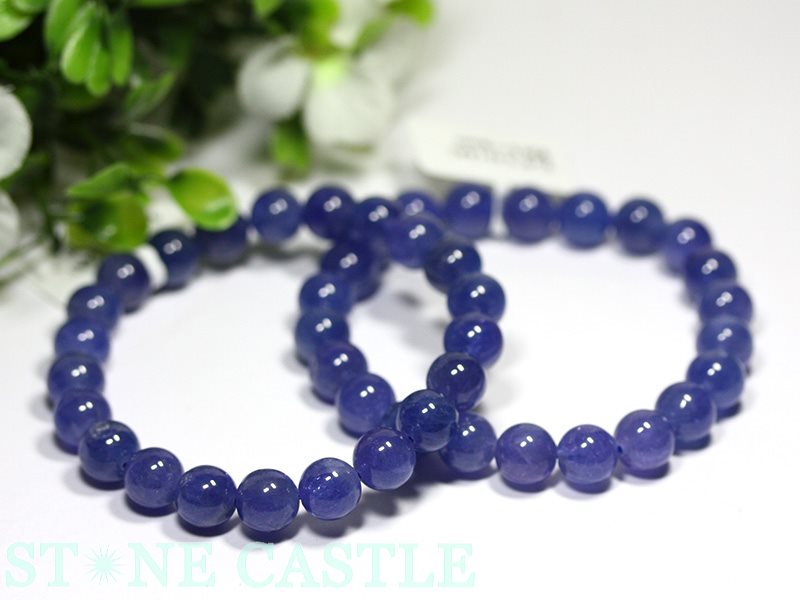 お値打ち高品質宝石質タンザナイトブレスレット約4ミリ 内径約16cm