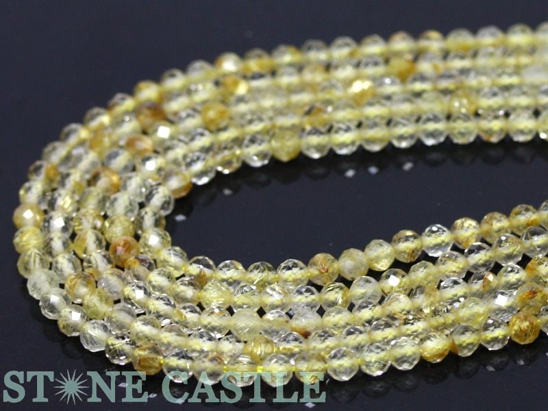 【カットビーズ】ルチルクォーツ 32面カット 3mm