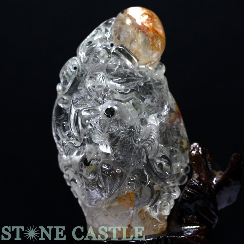 鯉　彫刻　石　置物 鯉 [小] ガーデンオブジェ 石材彫刻工芸 石置物 彫刻物 石魚 魚