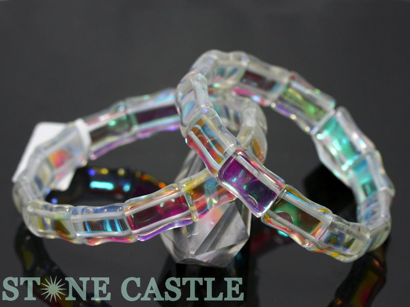 ☆高品質☆【ブレスレット】オーロラレインボー バングル 約12x16mm