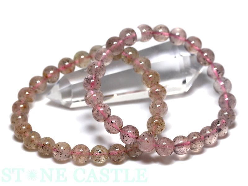 ローズクォーツ ビーズブレスレット ガネーシュヒマール水晶 ☆高品質☆【ブレスレット】ガネーシュ産ヒマラヤローズクォーツ (約