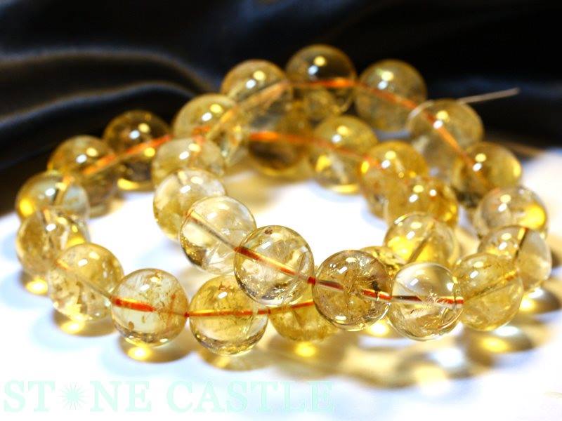 ☆高品質☆【ブレスレット】天然シトリン アイリスクォーツ (2A) (約15.5〜16mm) (ケース付)