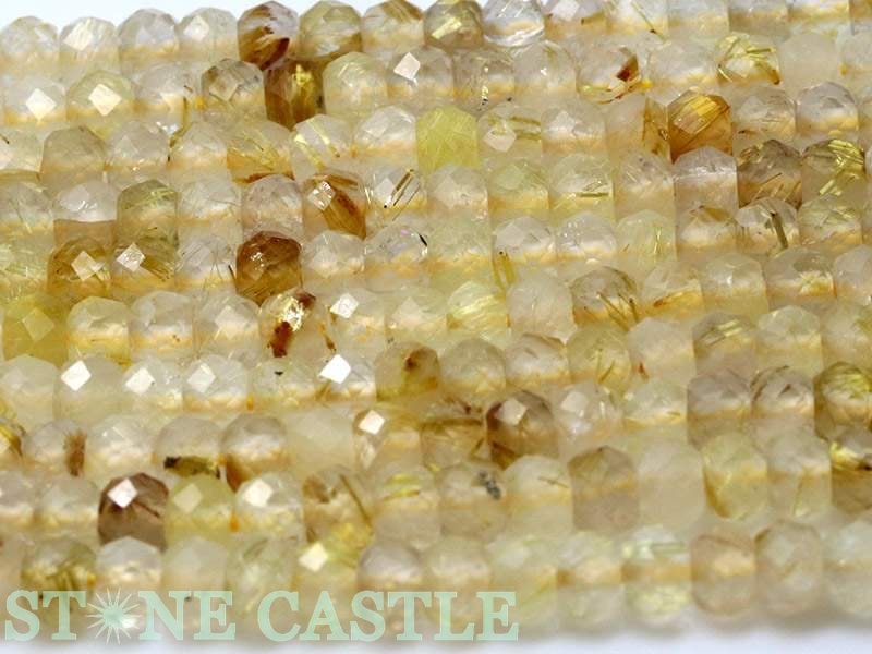 カットビーズ】ルチルクォーツ ボタン型カット 約3x4mm | すべての商品