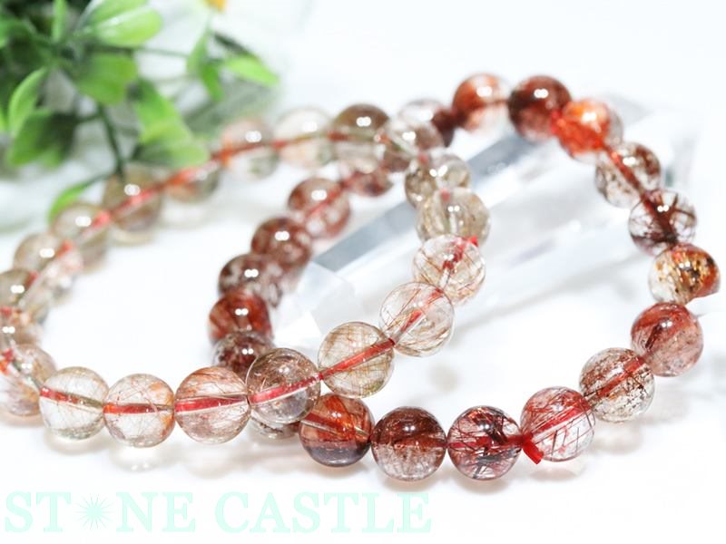 ☆高品質☆【ブレスレット】レッドルチルガーデン (3A) (約9.5～10mm  