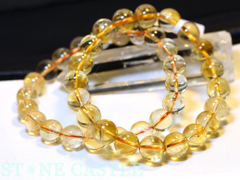 ☆高品質☆【ブレスレット】天然シトリン アイリスクォーツ (2A) (約9.5〜10mm)
