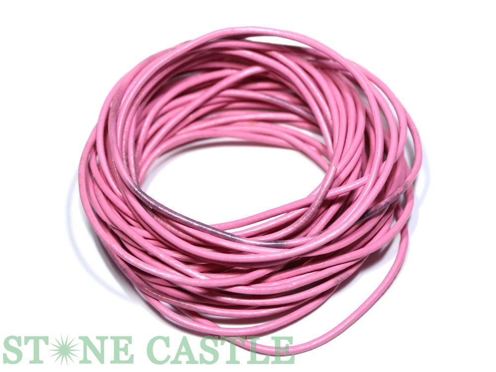【パーツ】丸革紐1.5mm ピンク 5m ★特価★