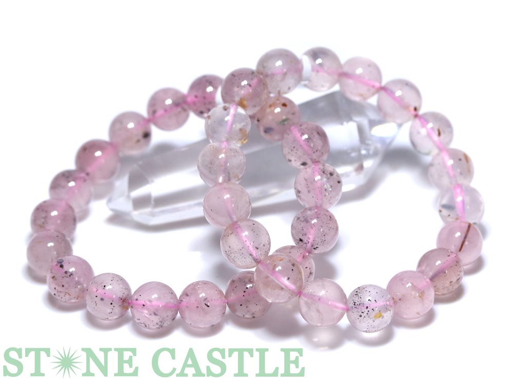 ローズクォーツ ビーズブレスレット ガネーシュヒマール水晶 ☆高品質☆【ブレスレット】ガネーシュ産ヒマラヤローズクォーツ (約