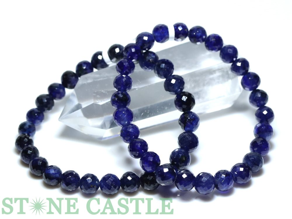 ☆高品質☆【ブレスレット】ロイヤルブルーサファイア カット (最高級) (約8〜8.5mm) (ケース付)