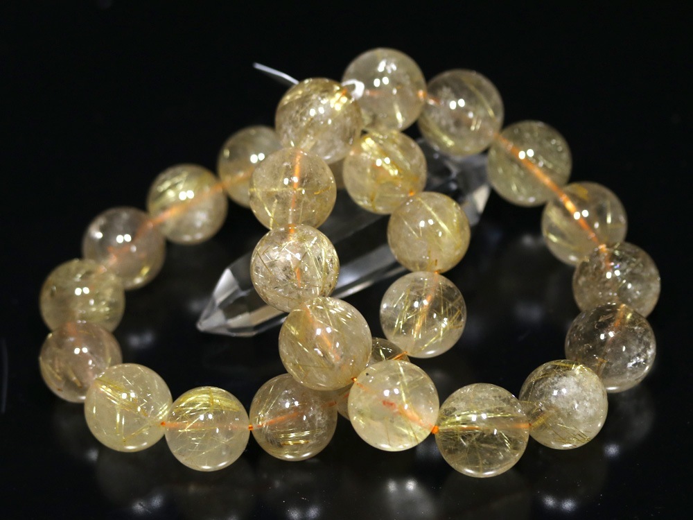 ☆高品質☆【ブレスレット】ゴールデンルチルクォーツ (3A) (約18〜18.5mm) (ケース付)