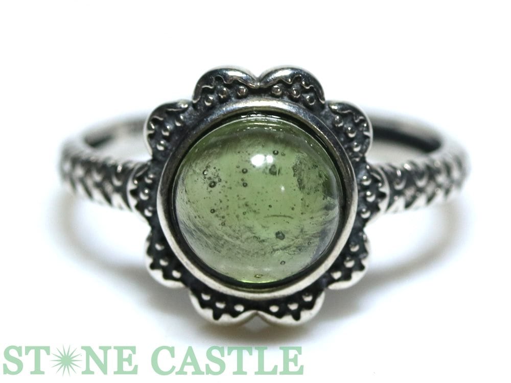 モルダバイト　指輪 特選 宝石質モルダバイト指輪 雫型 フリーサイズ 激安卸価格