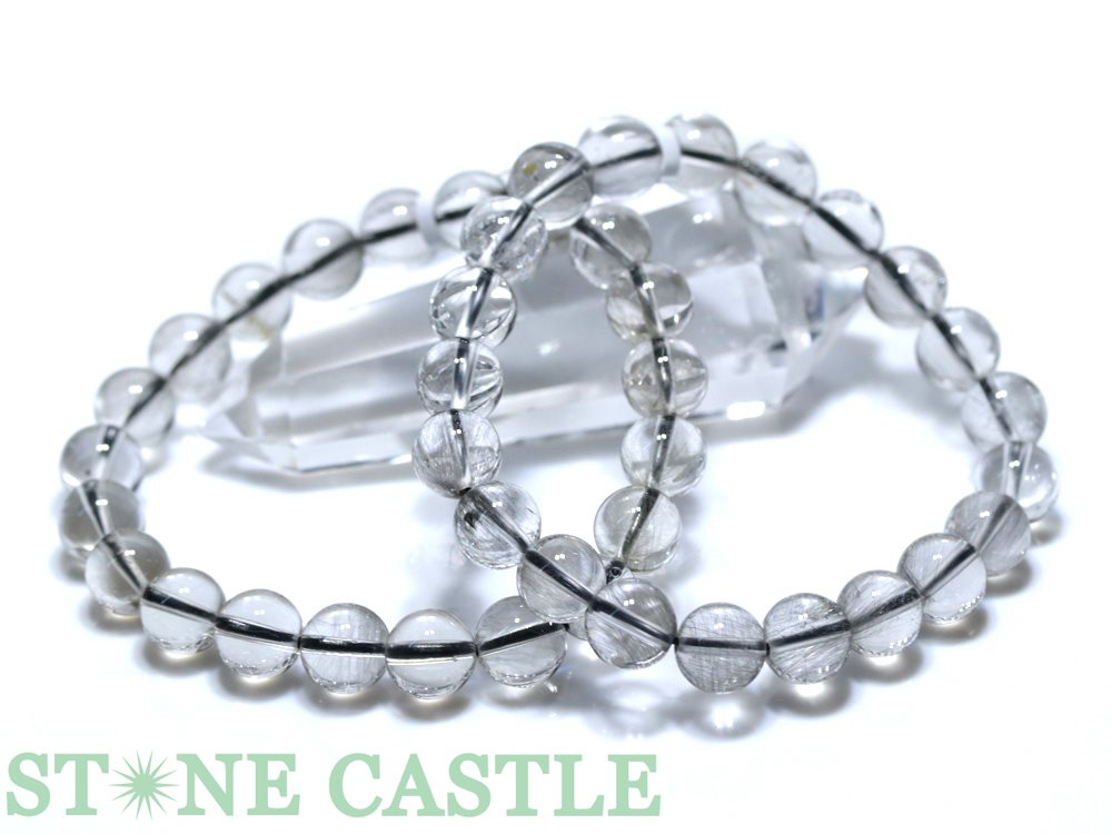 ☆高品質☆【ブレスレット】プラチナルチルクォーツ (約8.5～9mm 