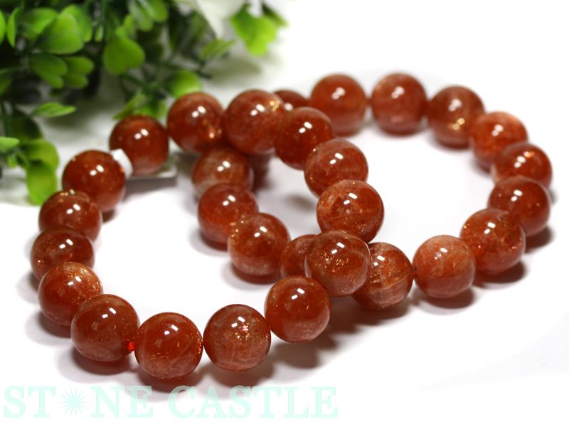 サンストーンブレスレット13ミリ 高品質・大玉]サンストーンブレスレット（約13.5mm・大玉で