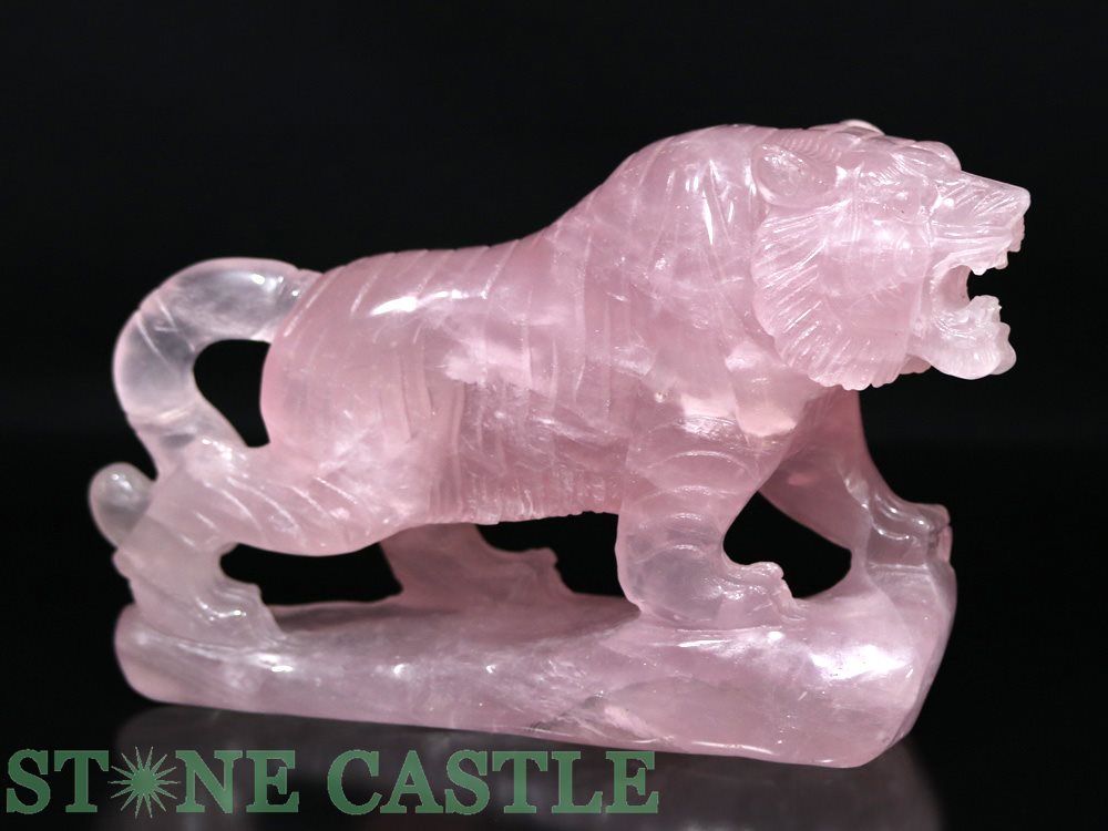 極上品】希少 ローズクォーツ龍彫 台座付 （開運・運気上昇運☆西の  