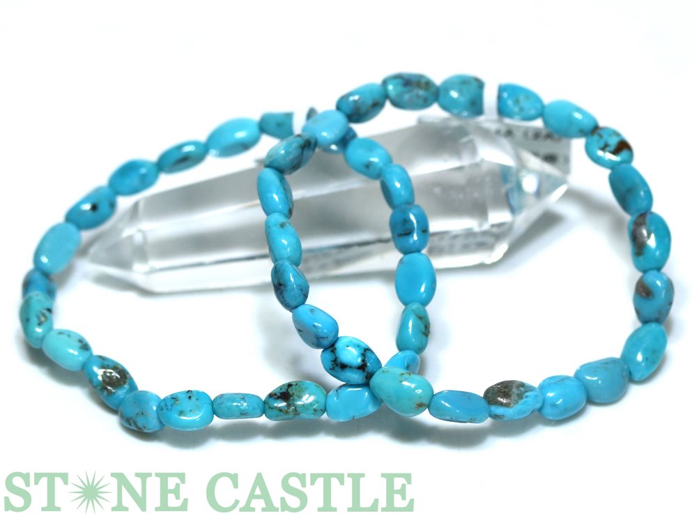 【希少石/最強品質】天然ターコイズ＊タンブル型＊　天然石ブレスレット 希少石/最強品質】天然ターコイズ＊タンブル型＊天然石ブレスレット