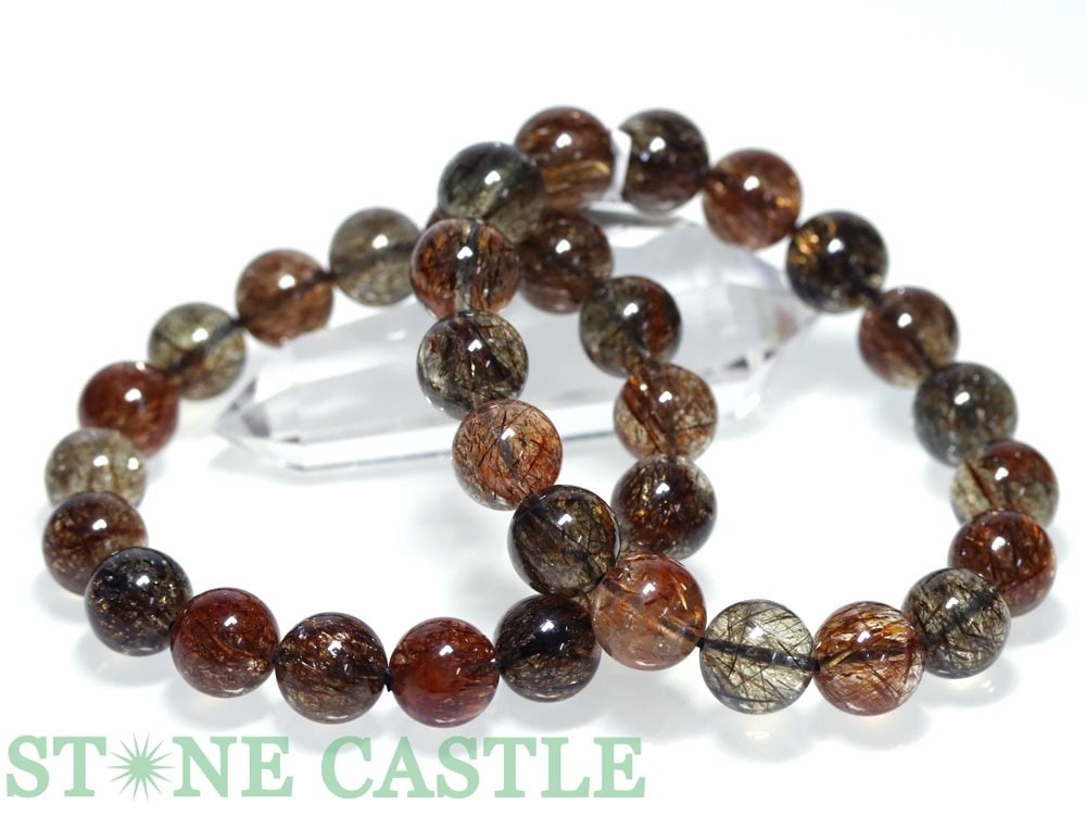 ☆高品質☆【ブレスレット】ブラックタイチンスーパーセブン (5A) (約15〜15.5mm) (ケース付)