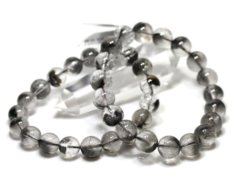 「あーさま専用」　プラチナルチルクォーツ　ブレスレット　現品2点 大特価 A+ プラチナルチルクォーツ ブレスレット 7.5mm-8mm×24珠前後