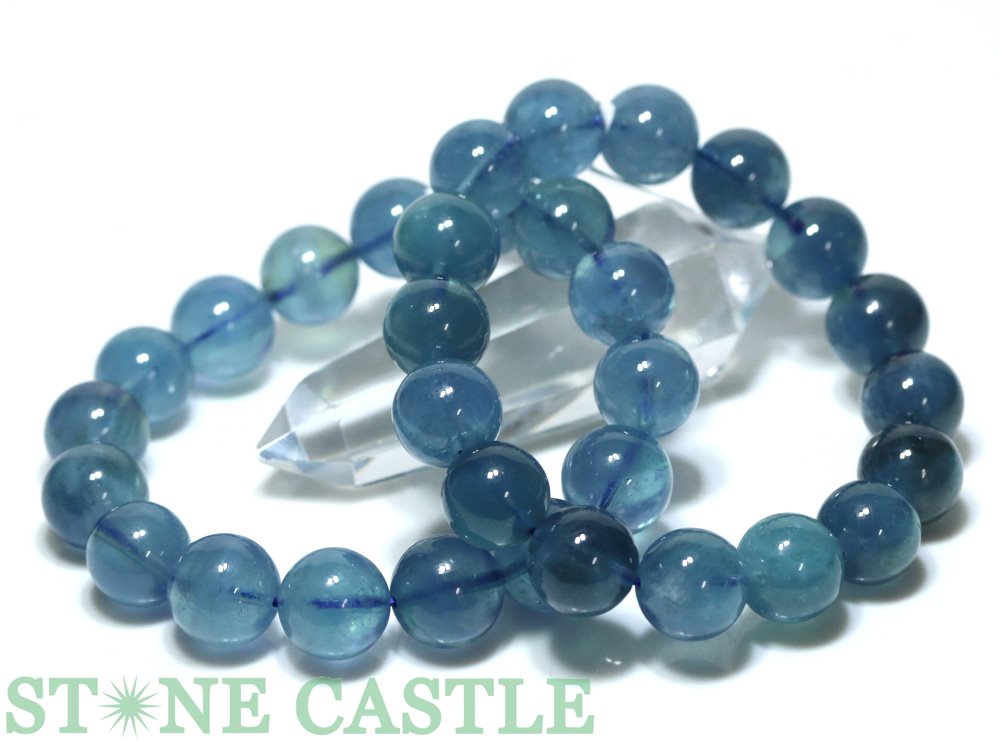 13mmアクアマリン 彫刻付ブレスレット