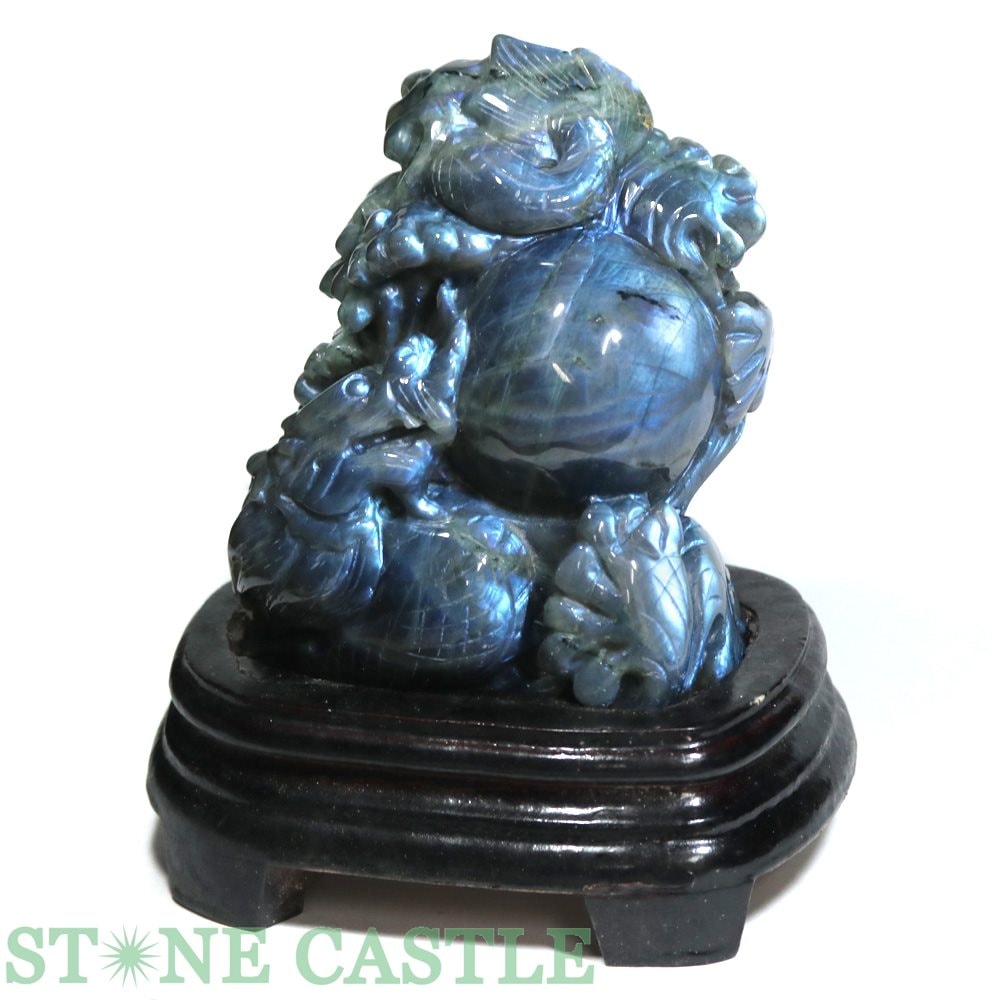 龍彫刻置物縁起物天然石最高品質ラブラドライトパワーストーン1