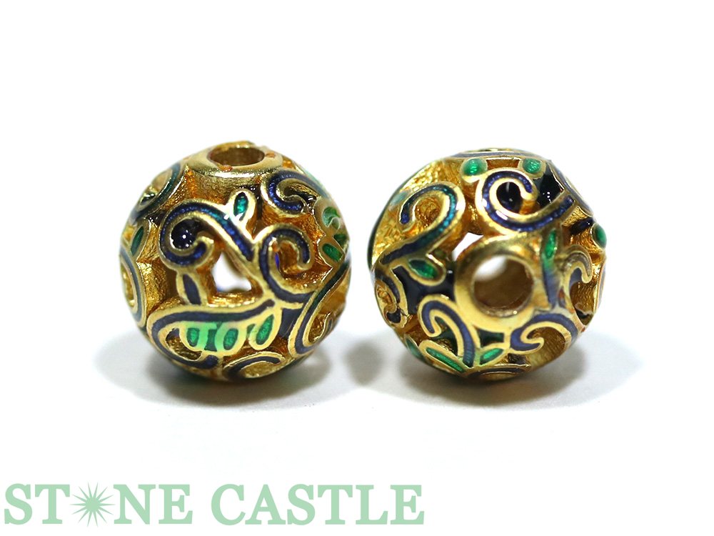 【パーツ】デザインビーズ 唐草模様 8mm (2個セット)