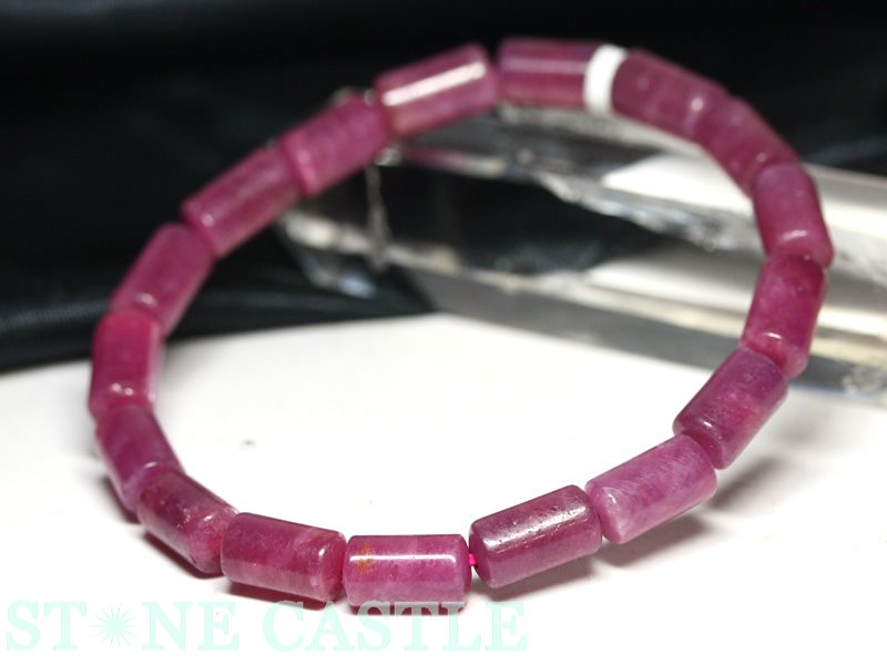 ☆高品質☆【ブレスレット】ルビー (3A) 筒型 (約6x11mm) (ケース付 