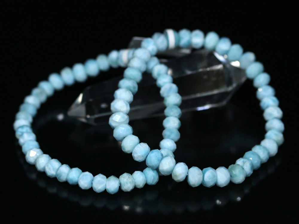 ☆高品質☆【ブレスレット】ラリマー (3A) ボタン型カット (約5x7mm 