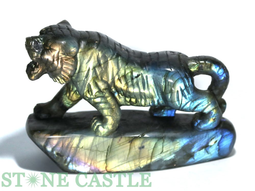 鳳凰 手彫り ラブラドライト 天然石 パワーストーン 石 置物 インテリア