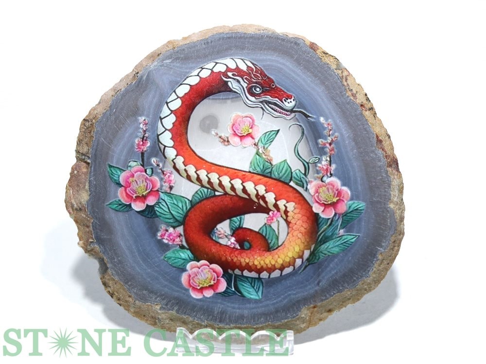 天然石 瑪瑙ジオード 三日月と猫 プレート置物 天然石 瑪瑙ジオード 三日月と猫 プレート置物