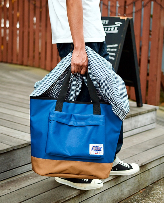 rough&swell ラフアンドスウェルゴルフトートバッグ / 青と茶色 rough&swell ラフアンドスウェルゴルフトートバッグ / 青と茶色