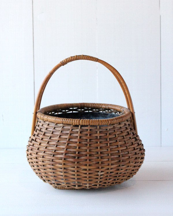 籐籠ハンドル付き[生活雑貨とアンティークのオンラインショップ