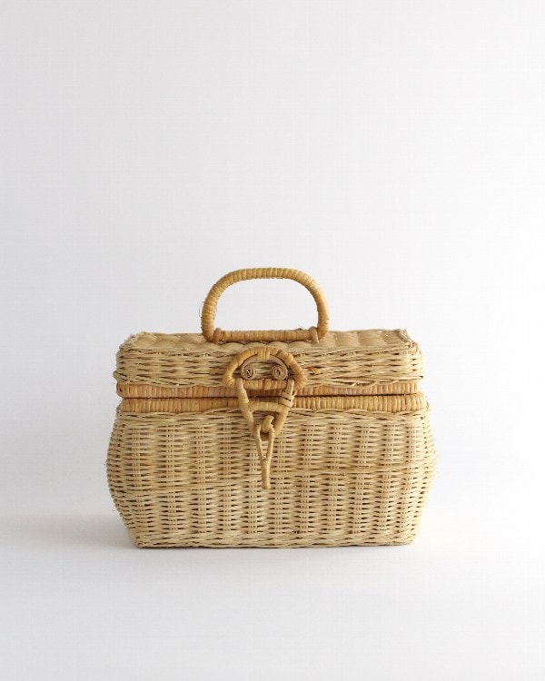 籐製脚付バスケット 収納 籐バスケット かご ラタン（1212