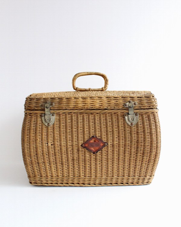 最終価格　希少　当時物　ラタン　ピクニック　バスケット ラタンピクニックバスケット D