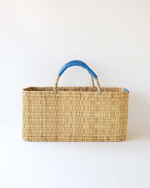 warang wayan ワランワヤン　ストローかごバッグ 浅型 L ブラック WARANGWAYAN(ワランワヤン) ストローバスケット 四角 浅 ブルー L