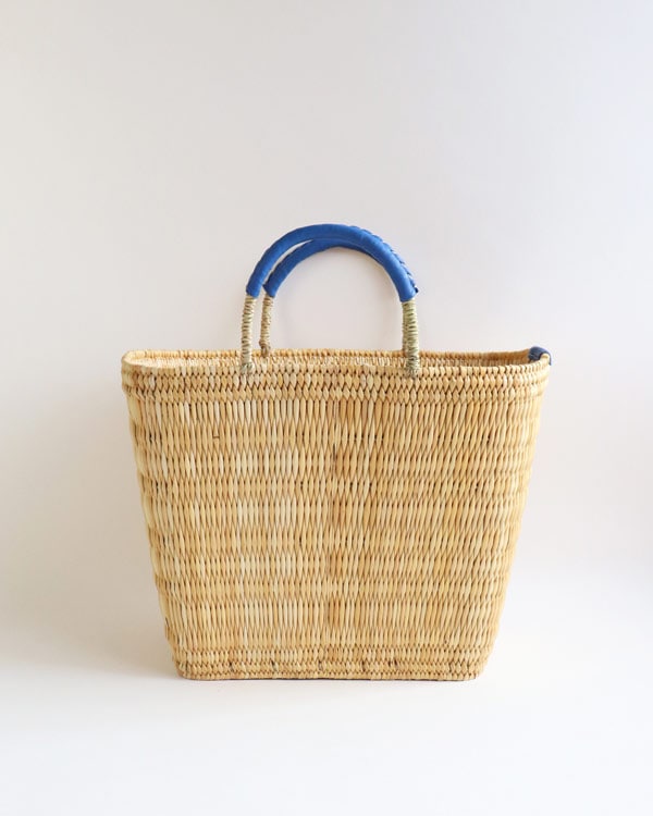 WARANGWAYAN(ワランワヤン) ストローバスケット 台形 ブルー L[生活