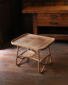 インテリア ビンテージ ラタン 収納 テーブル (FURNITURE LAB/机