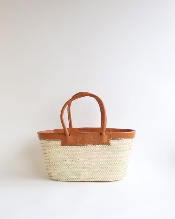 WARANGWAYAN(ワランワヤン) 革縁革手マルシェバスケット 浅型 キャメル