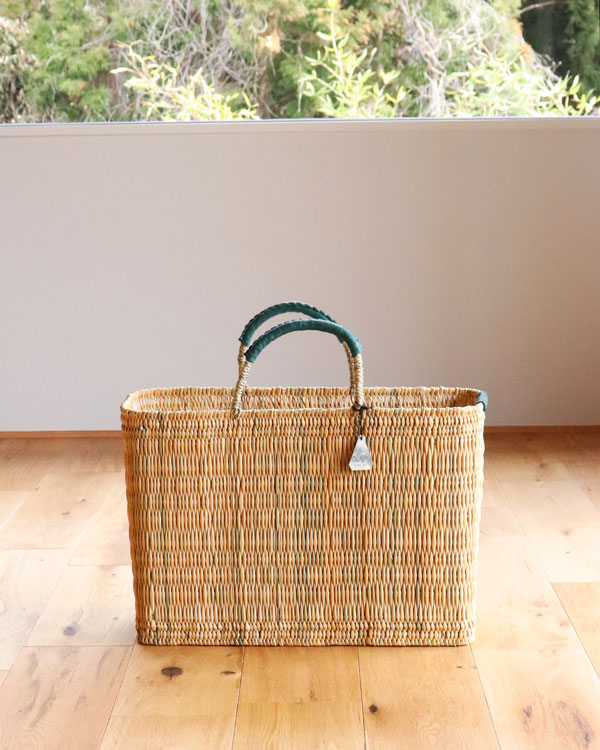 WARANGWAYAN(ワランワヤン) ストローバスケット 四角 深 ブラック L