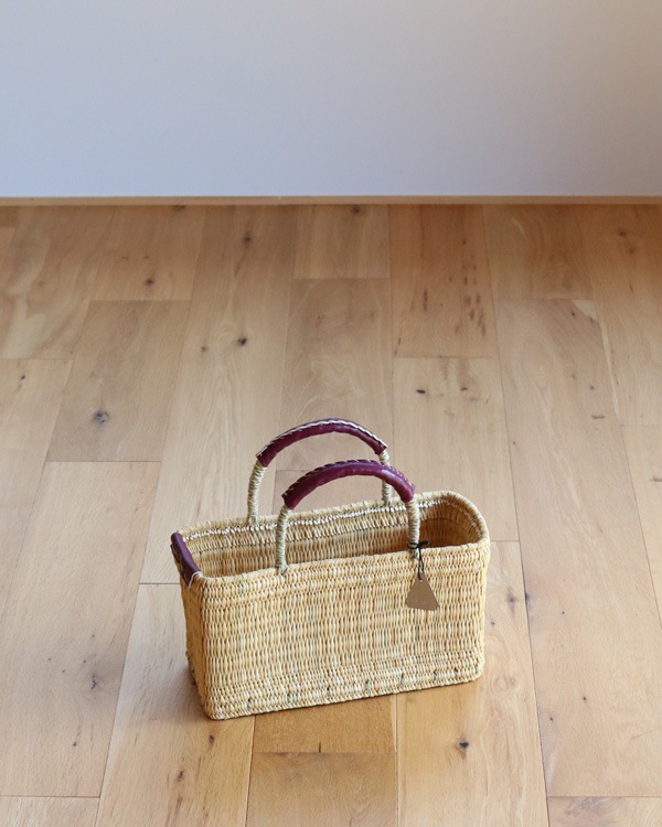 WARANGWAYAN(ワランワヤン) ストローバスケット 四角 浅 パープル S