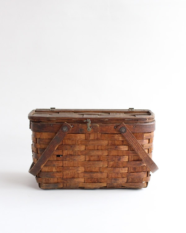 古道具　ピクニックバスケット　行李 古道具 ピクニックバスケット 行李