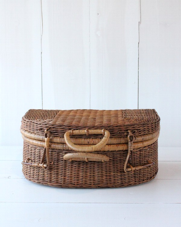 ラタン ピクニックバスケット トランク型 F[生活雑貨とアンティークの