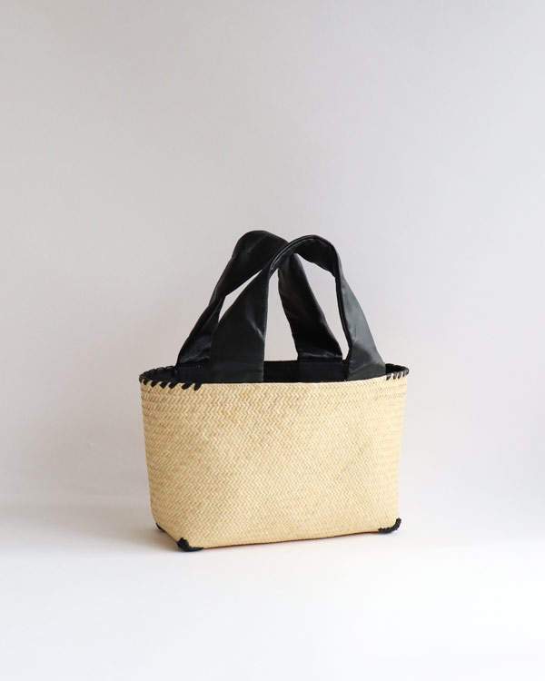 WARANGWAYAN【美品/希少】FUTO 革手バスケット 黒 ワランワヤン warang wayan(ワランワヤン) FUTO ラタン革手バスケット BK M