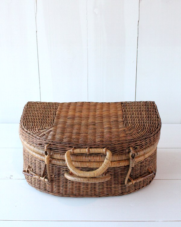 ラタン ピクニックバスケット トランク型 F[生活雑貨とアンティークの