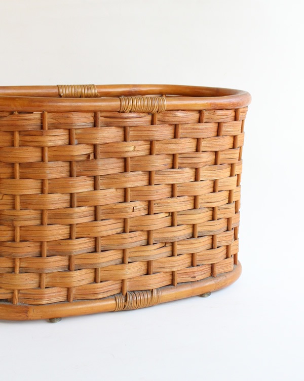 ラタン オーバルバスケット