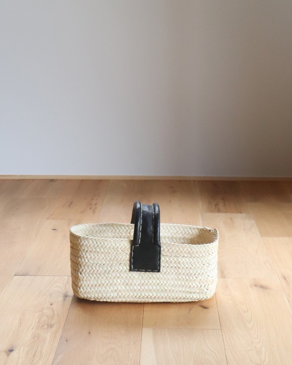 WARANGWAYAN(ワランワヤン) 革手ワンハンドルバスケット M ブラック