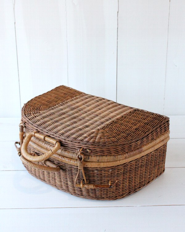 ラタン ピクニックバスケット トランク型 F[生活雑貨とアンティークの